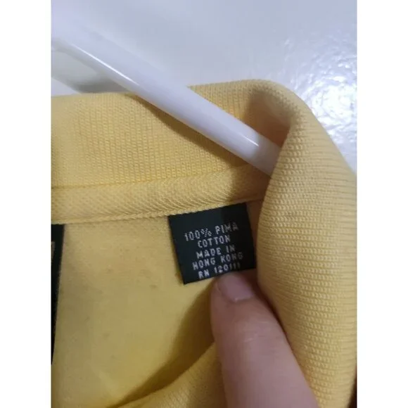 Masters Collection Shirt Men's Large Pima Cotton Yellow Golf Polo Augusta - Picture 7 of 10